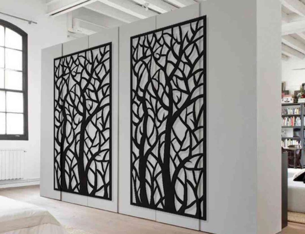 Designer panels inside a house